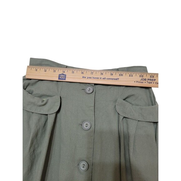 Modcloth Effortless Feature Midi Skirt Sz 2 Linen Blend Olive Green Pockets F243 - Picture 11 of 13